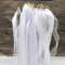 CC wonderland zone 30 Stück Weiß Wedding Wand Romantic mit Hochzeitsbändern,Zauberstäbe Hochzeit Luftschlangen mit Glocken, Spitzenfeenstab Seidenfeenstab für Hochzeit Party
