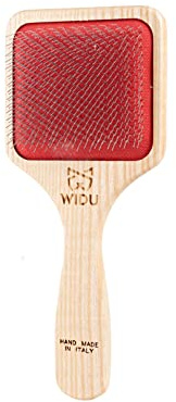 WIDU - Bürste für Hunde und Katzen, Ideal für Kurzhaarige Mittelgroße und Große Tiere, Professionelle Karde aus Eschenholz, Made in Italy - 21,5 x 9,4 cm, mit 14 mm Langen Zähnen und 60° Neigung