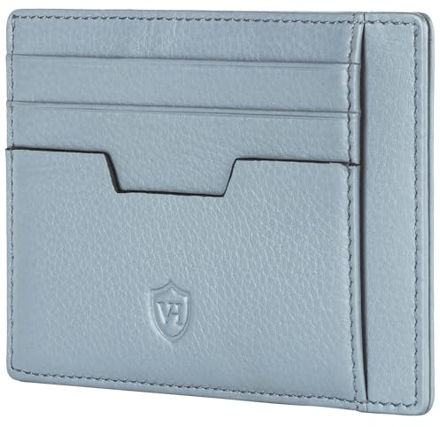 VON HEESEN Echtleder RFID Kartenetui aus Nappa-Leder - 9 Fächer - Querformat Kreditkartenetui für Damen & Herren (Hellblau)