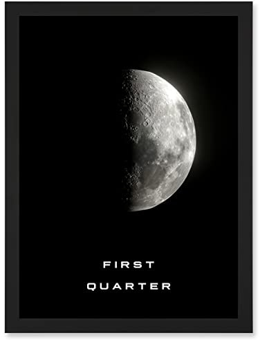 Artery8 Phases of the Moon Astronomy First Quarter Lunar Space Poster Artwork Framed Wall Art Print A4