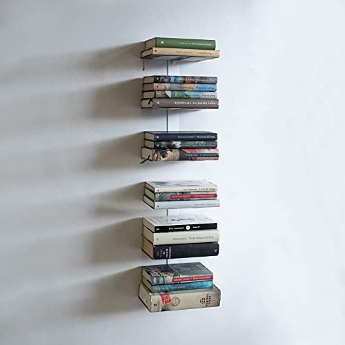 MILUKA Set 2 Unsichtbare Bücherregal Wand 35 cm | Wandregal Weiß Metall mit 3 Schwebenden Regalen für Bücher | Regal Wand für Wanddeko Wohnzimmer, Küche oder Bücherregal Klein fürs Büro | (2, Weiß)