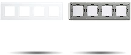 Prises de Courant murales UE/FR/UK Prises USB pièces de Type-c Panneaux de Cristal Prise Cadre Combinaison Libre (Size : 110-250V, Color : Four Frame White)
