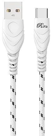 PIXFAB USB C Charging Cable For Doro 8100/8200 / 8050/8080 / 8035, [Type C] Fast Charging Cable [Nylon Braided], USB A – Type C Charger Cable 3M - White