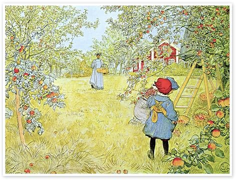 Apfelernte Poster von Carl Larsson 70 x 50 cm Wandbilder Wanddeko