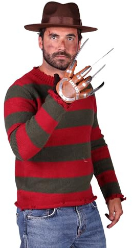 NEU Herren-Kostüm Scheren-Killer, rot-grün gestreifter Pulli, Gr. XXL