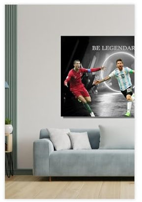 ZOLULA Poster auf Leinwand mit Messi Ronaldo Neymar Be Legendary, Schlafzimmer, Dekoration, Sport, Landschaft, Büro, Raumdekoration, Geschenk, ungerahmt, 30 x 45 cm
