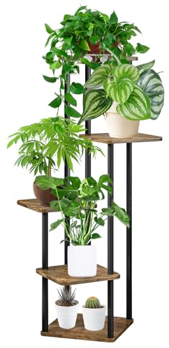 MYMULIKE Porta Piante da Interno Esterno Portavasi da Balcone Supporto per Piante Scaffali in Metallo Marrone 5 piani Bonsai Arredo Giardino