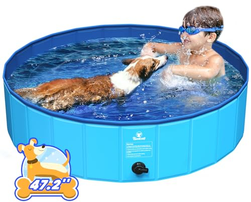 Pawaboo Faltbarer Hundepool Hundebad, Swimmingpool für Hunde, Einfache Aufbewahrung, Harte Kratzfeste Haustier Pool für Welpen Katzen, Tragbar Planschbecken für Haustiere (120cm x 30cm, L)