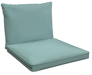 POKAR Loungekissen Stuhlkissen für Stuhl Rattanmöbel Gartenmöbel Kissen, 2er Set (1x Sitzkissen 50x50x5 cm + 1x Rückenlehne 50x40x15 cm), Blau