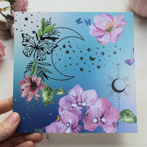 Let&Ro Postkarte Mond und Blumen inkl. Briefumschlag, 14,8x14,8 cm | Grußkarte | Geburtstagskarte
