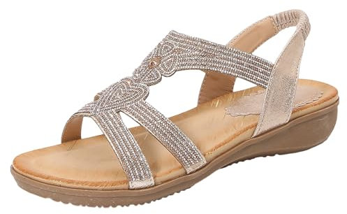 LKRSEEF Confort Plage Pieds Larges Sandalette Femme Outdoor Bohême Randonnée Corde Chaussures Nu Pieds Femme Perles Amovibles Sandales Et Nu-Pieds Femme X01 Or,37