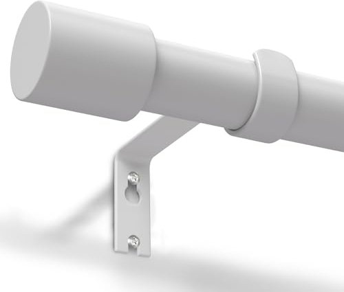 Gardinenstange Weiß 76-380 cm Vorhangstange Verstellbar 19 mm Durchmesser für Schlafzimmer, Wohnzimmer oder Küche von GEEBOBO