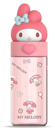 Roffatide Botella de plástico con diseño de melodía de dibujos animados, vasos portátiles, tazas de viaje, botella mezcladora de plástico, taza para beber directamente, botella de agua portátil a