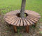 Massivholz Outdoor Garten Baumbank, Gebogene Fächerförmige Runde Parkbank mit Lattensitz, rückenfreie Terrasse, halbrunde Baumbank für Außenhofmöbel