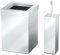 Gatco Modern Square Waste Basket and Toilet Brush Set, Chrome Open Top Stainless Steel Trash Can with Removable Lid, 3 Gallon Capacity, Luxury Bathroom Gift