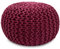 Amago home Sitzpouf Strickhocker Pouf Ø45 H30cm Bodenkissen Indoor Baumwolle nachhaltig recycelt Farbe Bordeaux