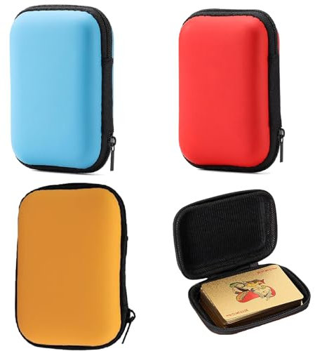 PRVCFZ 3 PCS Playing Card Case, Playing Card Box, Card Game Case, Card Storage Box, Playing Card Box Waterproof, Card Case Portable, Card Holder for Outdoor Gaming/Camping (Blue, Red, Yellow)