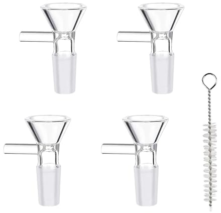 VOVCIG Bong Kopf, 4 Stück Glasbong 18,8mm Schliff, Bong Zubehör mit Reinigungsbürste, Glaspfeifen Ölbrenner Dicke Kugel, Glaskopf für Bongs (18,8mm)