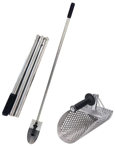 Cucchiaio Resistente Della Pala Della Sabbia Del Metal Detector Dell'Acciaio Inossidabile, Paletta Spiaggia Acciaio Inossidabile Setaccio Per Sabbia Sei Facce Pala Metal Detector Sand shovel + pole