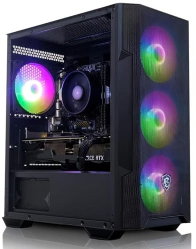 AWD-IT | PC Gamer, Ordinateur de Bureau, PC Gaming - Processeur AMD Ryzen 5 5500 • NVIDIA RTX 4060 8 Go • RAM DDR4 16 Go • SSD 1 to M.2B • WiFi • M100R Boîtier Mesh Noir • Windows 11