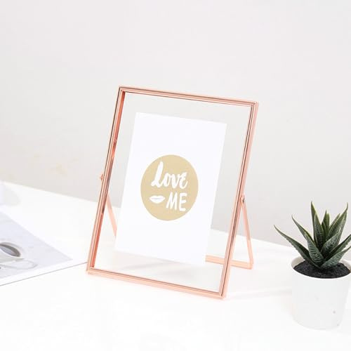 Grewod Foto Bilderrahmen 10x15, Rosegold, Fotorahmen aus Metall, Rechteck, Vertikal für Tisch