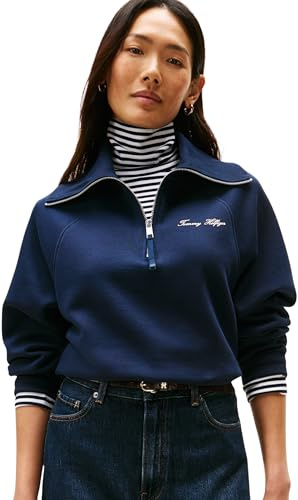 Tommy Hilfiger Women's Classic Script Fleece Half Zip Sweatshirt