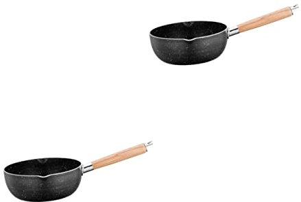 Cabilock 2 Piezas Lechero De Piedra Maifan Contenedores Cacerola Alimento Fritura Fabricante No Sartén Tetera Inteligente Freír Utensilios De Cocina Tortita Sartenes Con Tapa Olla Aluminio