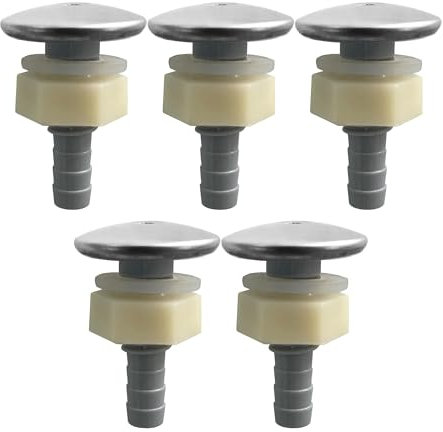Luftdüsen-Set aus Edelstahl / ABS für Spa-Blower – 36 mm Länge, 9 mm Durchmesser der Schrauben – vollständige Installation mit Dichtung und Mutter (5 Stück)