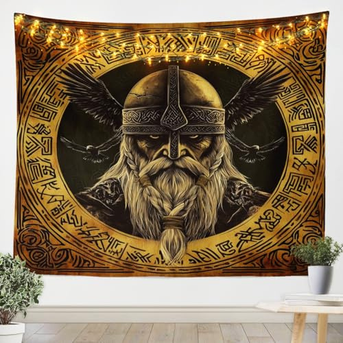 Loussiesd Wikinger Norwegisch Wandteppich 130x150cm Antike Wikinger Wandtuch für Kinder Mädchen Jungs Vintage Exotic Tribe Dekor Tapisserie Zimmer Dekor Wandkunst