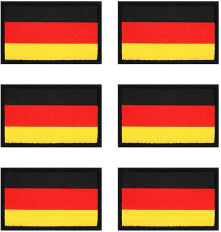 Deutschland patches klett, 6 Stück 5x8 cm, patches zum Gestickte Abzeichen mit Haken Schlaufen，Gestickte Abzeichen für Kleidung, Rucksack, Uniform, Jacke, Mütze, Waschbar Langlebig