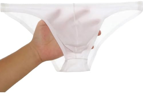Faringoto Slip da uomo in seta ghiaccio ultra sottile a vita bassa trasparente con tessuto traspirante, bianco, Medium