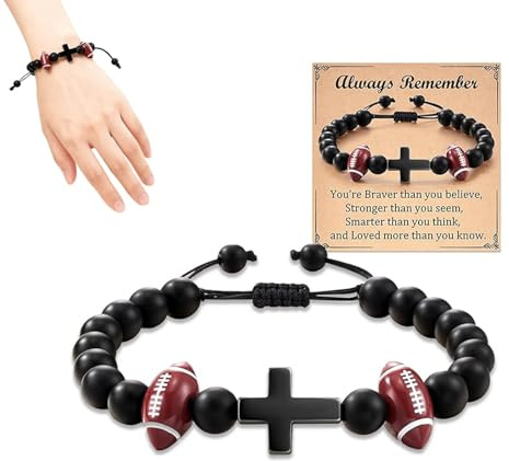 Tyatiyzn Rugby Armband Kreuz, Rugb Armband mit Tigerauge, Jungen Rugby, Geeignet für Jungen, Teenager, Geburtstage, Schule, Abschlussfeiern, Rugbygeschenke