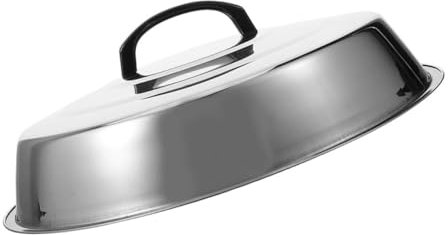 Abaodam BBQ Deckel Gewürzhalter gasgrill Abdeckung Grillkuppel Stone Zubehör Grill Dampfgarer zum Kochen Grillzubehör aus schwarzem Stein Rostfreier Stahl Silver