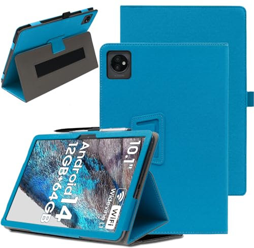 carinacoco Custodia per Blackview Tab 70 WIFI 10, copertura completa, in pelle di alta qualità, pieghevole, anti-goccia, custodia protettiva per tablet, con portapenne e cinturino da polso, blu