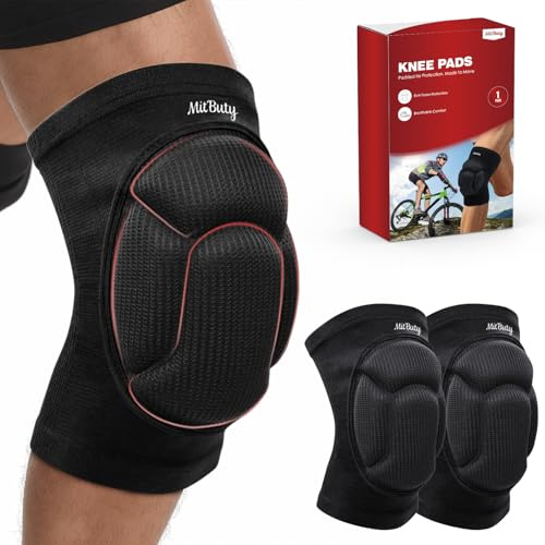 MitButy Protective Knee Pads for Volleyball, Dance, Wrestling, Kneeling & Gardening – 1 Pair Thick Foam Cushioned Pads for Men, Women & Kids – Durable Protection for Work & Sports (L: 22–25)