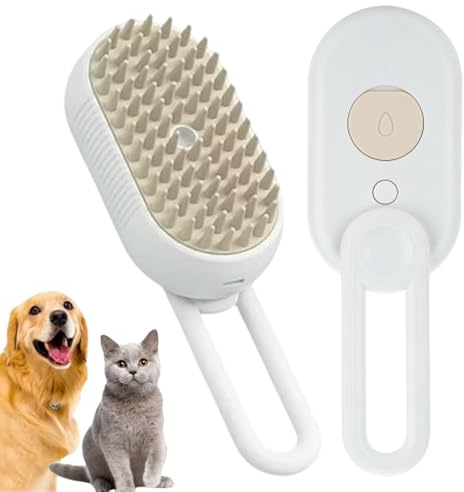AZFEK Cat Brush 3-in-1 Self-Cleaning Steamy Brush for Cats & Dogs (145g), Lightweight Grooming Tool to Reduce Shedding, Promote Health, and Provide Gentle Massage for Happy Pets