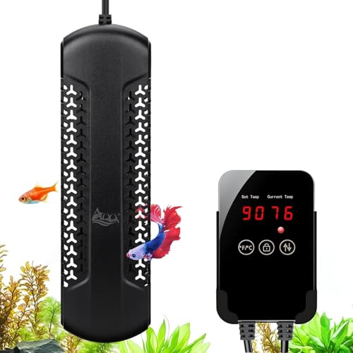 AQQA Chauffage d'aquarium, chauffage d'aquarium de 1000 W avec thermostat LED externe, chauffage submersible en verre de quartz, surchauffe intelligente, protection contre les surchauffes, fonction
