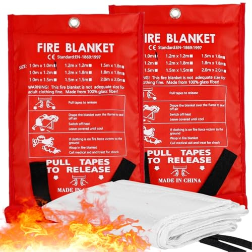 Manta Ignifuga Apaga Fuegos Cocina,2pcs Manta Ignífuga de Fibra de Emergencia,Manta Ignifuga,Mantas de Fuego de Fibra de Vidrio de Emergencia,Manta Ignifuga de Fibra de Vidrio,1*1m