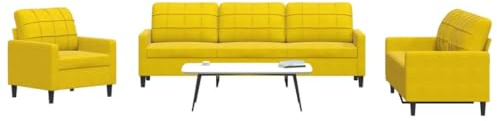 HETFTJN 4-teilige Samt Wohnlandschaft Gelb 226 x 77 x 80 cm Metallgestell dick gepolstert mit Hocker Modernes Design Robust und Bequem für Wohnzimmer Jugendzimmer Flur und Büro