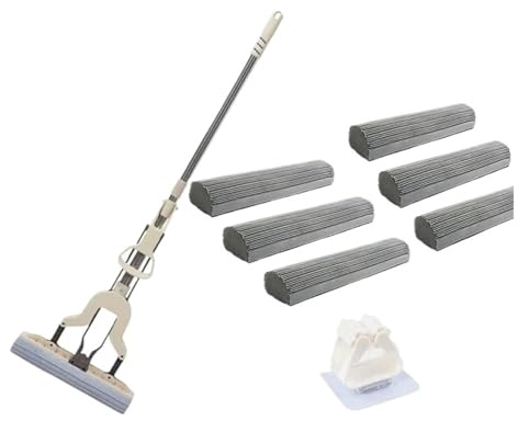Squeeze Self-draining Collodion Mop Wood Floor Tiles Spin Household Cleaning Tools To Clean Walls And Ceilings(1Mmop 6head)