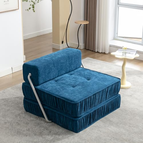 Hmluxury Klappsofa Futon-Schlafcouch Verstellbarer Schlafsessel Bodencouch Matratze Abnehmbares Kissen Für Wohnzimmer Gästezimmer Homeoffice Kleine Räume