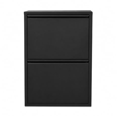 Alveon Schuhschrank Schmal, Metall Schuhkipper mit Magnet-Klappen, Freistehend oder Wandmontage, für Flur, Eingang & Diele, Platzsparend – 2 Regale
