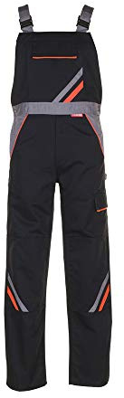 Planam 2431068 Visline Latzhose, Schwarz/Orange/Zink, Größe 68