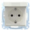 Schneider Electric Merten Schuko-Steckdose mit Klappdeckel, 2-polig+E, Berührungsschutz, Steckklemmen, System M, IP44, polarweiss glänzend, Artikelnummer MEG2314-0319
