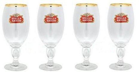 Stella Artois Lot de 4 verres Stella Artois en forme de calice 568 ml