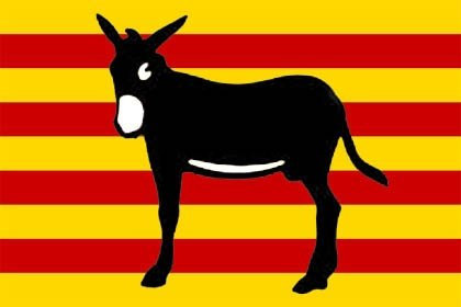 Bandera Catalana con burro. Medidas: 150 x 90 cm.