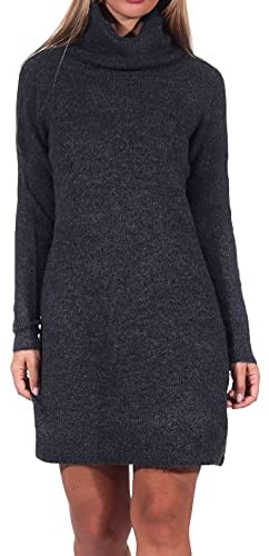 ONLY Onljana L/s Cowlneck Dress Wool Knt, Robe Femme, Gris (Dark Grey Melange Dark Melange), 44 (Taille fabricant: X-Large)