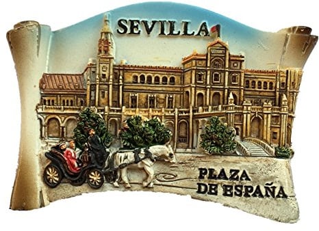 Sevilla Spanien Europa Weltstadt Harz 3D Starker Kühlschrankmagnet Souvenir Tourist Geschenk Chinesischer Magnet Handarbeit Handwerk Kreative Heim- und Küchendekoration Magnetaufkleber (Style2)