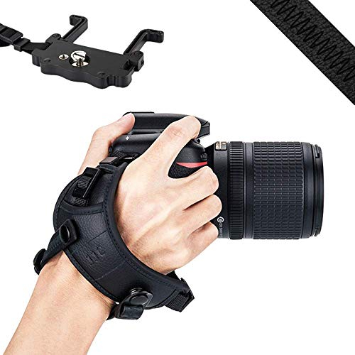 JJC DSLR Camera Hand Strap with U Type Plate for Canon Nikon (Black)