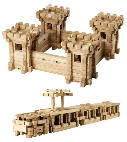 Igroteco® Foryfikacja Bausatz aus Eichenholz – 282 Teile | Serie „Fortresse“ | Holzburg zum Selbstbauen | Umweltfreundlich, unlackiert & unbemalt | Kreatives Holzspielzeug ab 5 Jahre